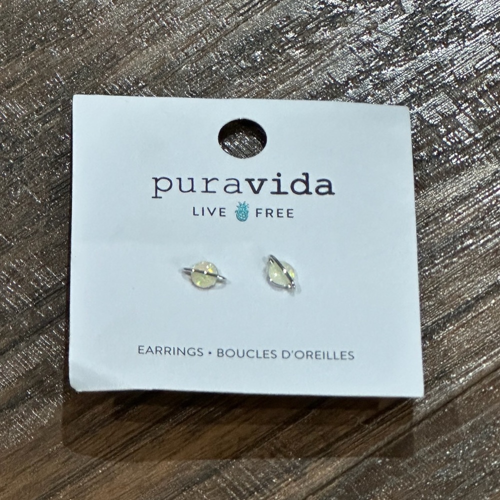 Pura Vida Women's Opal & Silver Color Stud Earrings
